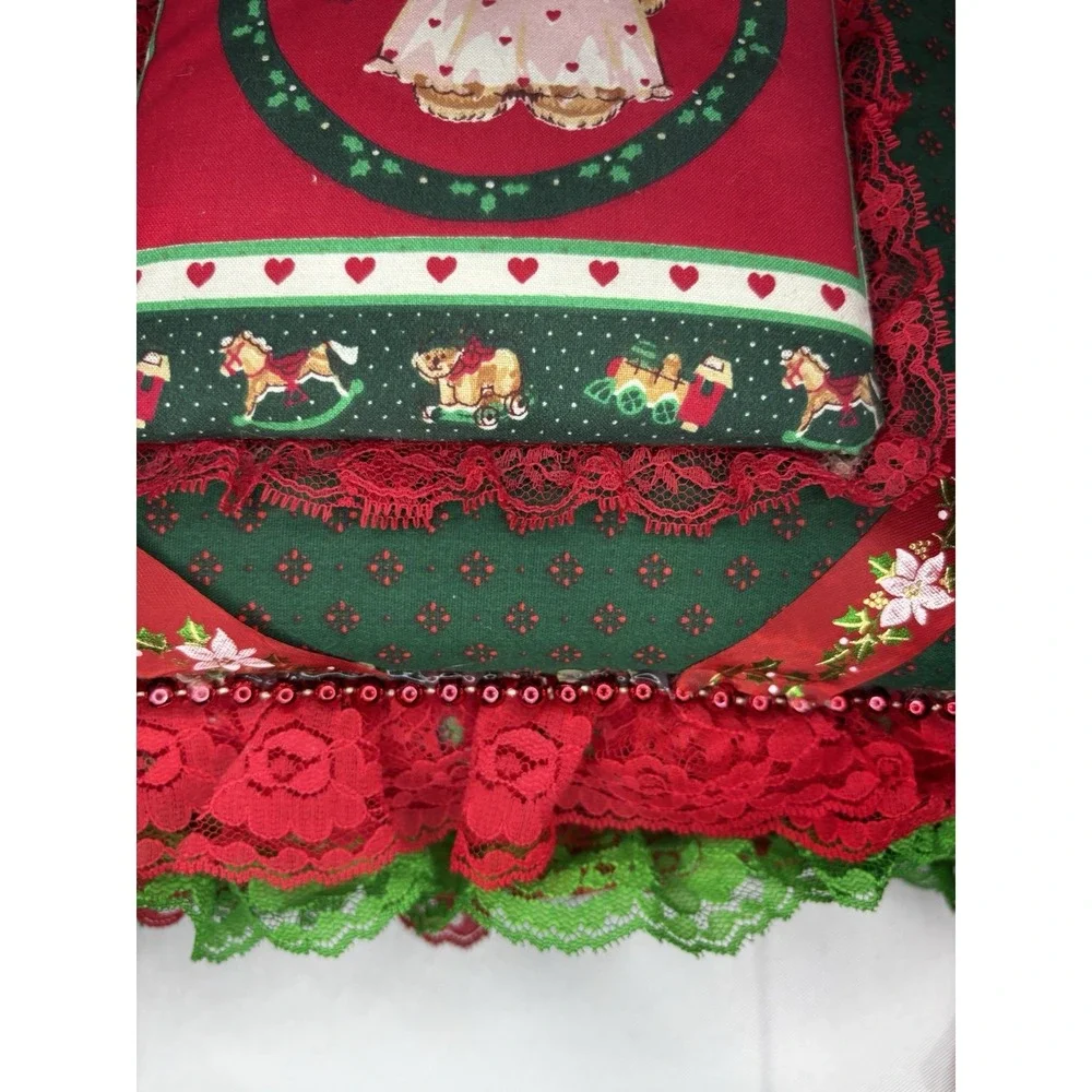Vintage Christmas Photo Album Fabric, Lace, Beads Holiday Scrapbook
